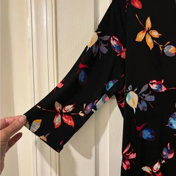 Jennifer Lopez Red and Orange Bodycon Dress Cowl Neck 3/4 Sleeve XL - Picture 5 of 7